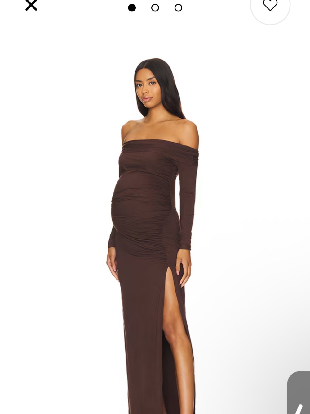 Bumpsuit Long Sleeve Brown Off-Shoulder Maxi Dress